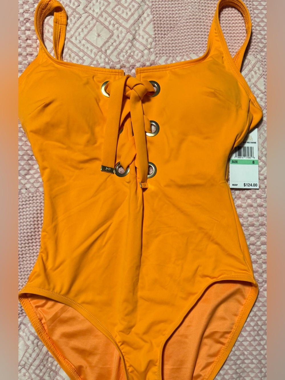 Michael Kors Women's One-Piece Swimsuit Size 8 Tangerine Orange NWT